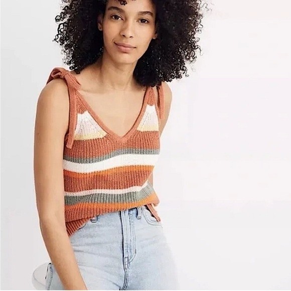 Madewell Tops - MADEWELL | Striped Grandfield Tie-Strap Sweater Tank M